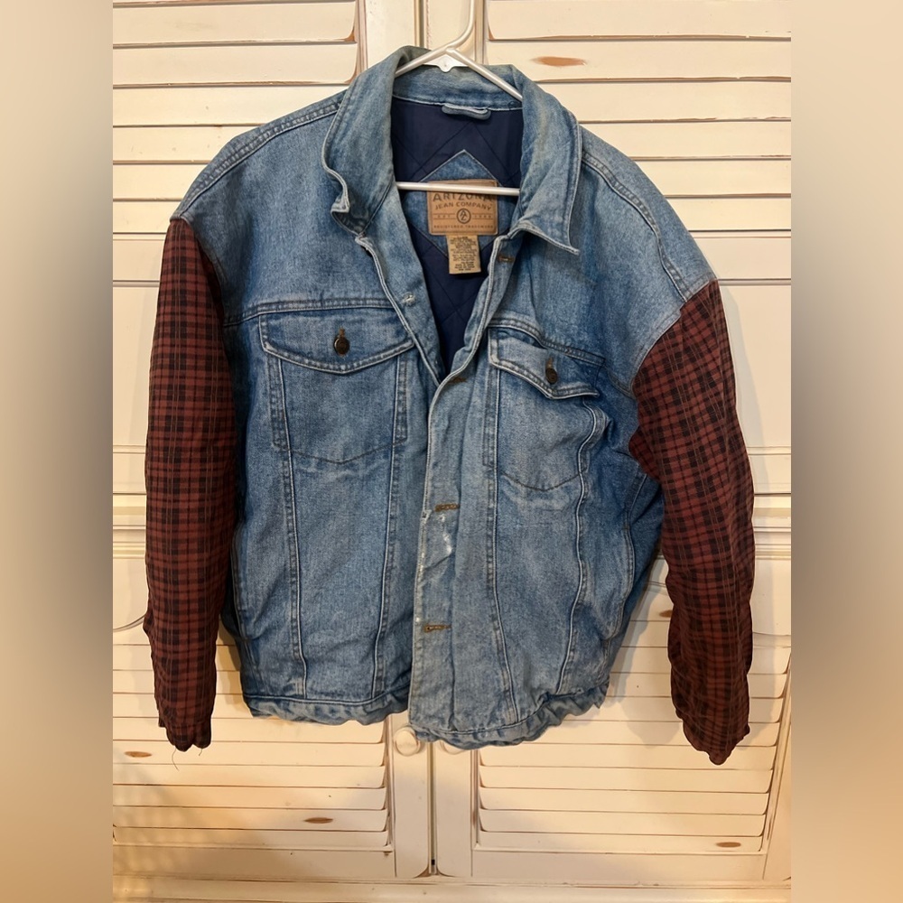 Vintage Men’s XL Arizona Jean Company Jean and Flannel Bomber Jacket